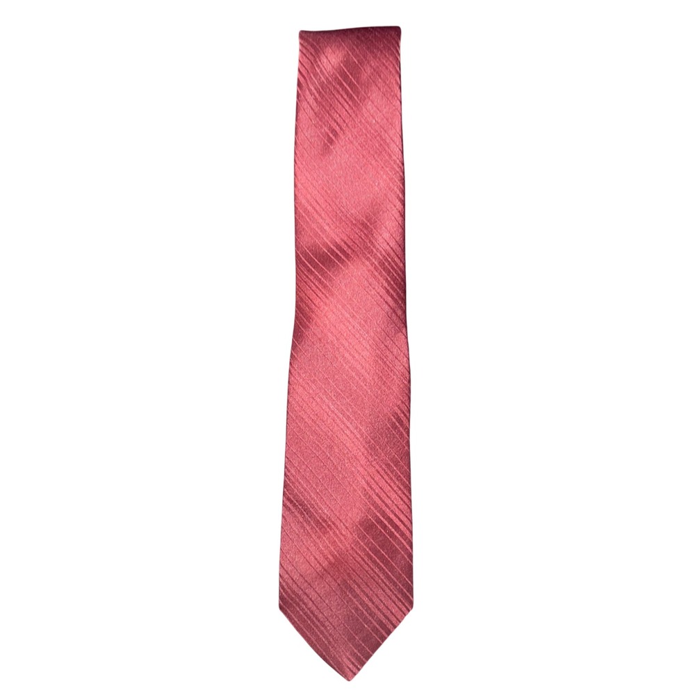 Mens Burgundy Red Tonal Diagonal Stripe Silk Blend Necktie RN 16434 Formal Tie - Picture 2 of 3
